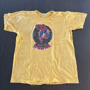 Vintage Single Stitch Marvel Spider-Man T-shirt Yellow 2003 Medium